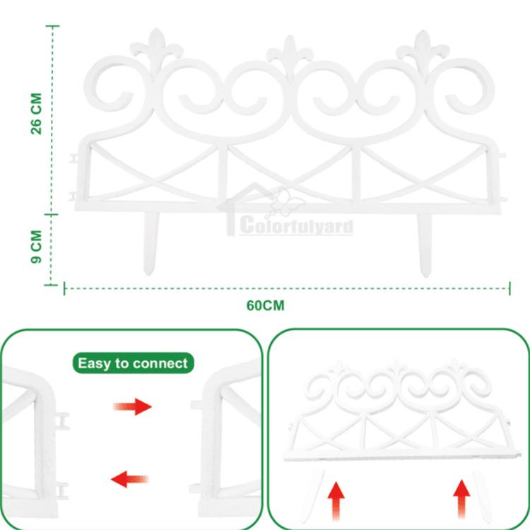White Plastic Courtyard Decor Fence 4