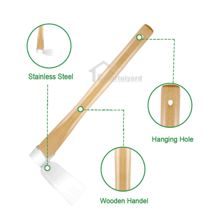 Stainless Steel Hoe with Wooden Handle 4 Stainless Steel Hoe with Wooden Handle 4
